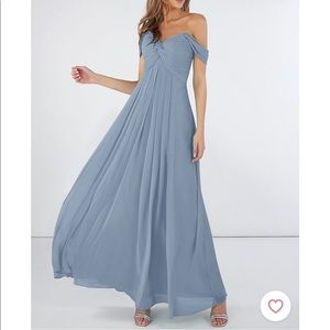 New with tags. Azazie Kaitlynn. Dusty Blue. A8. Bridesmaid. Dress